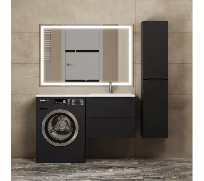 Тумба под стиральную машину подвесная Uperwood Tanos 60х50 см, черная, Выбрать цвет: Черный матовый, изображение 3