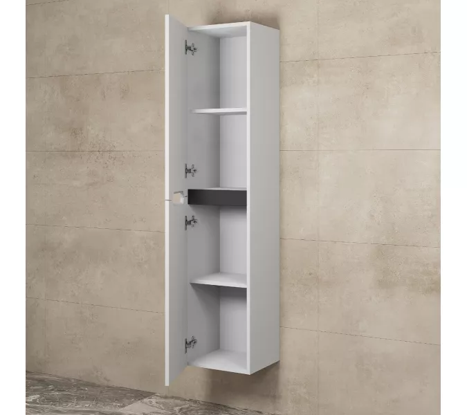 Шкаф-пенал подвесной  Uperwood Tanos   33х150 см, универсальный, белый/графит, Выбрать цвет: Белый/графит, изображение 2