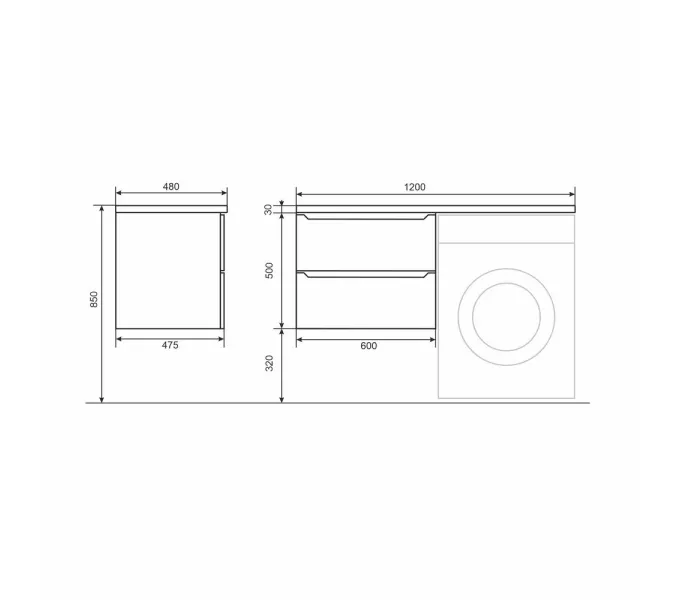 Тумба под стиральную машину подвесная Uperwood Tanos 60х50 см, черная, Выбрать цвет: Черный матовый, изображение 7