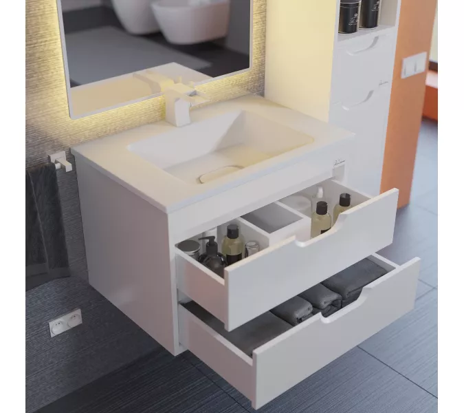 Тумба подвесная Uperwood Modul  белая матовая, Выбрать цвет: Белый матовый, Выбрать размер: 65, изображение 3