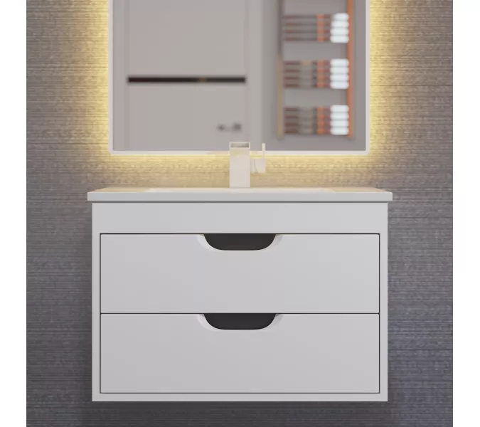 Тумба  подвесная Uperwood Modul  белая/графит, Выбрать цвет: Белый/графит, Выбрать размер: 65, изображение 2