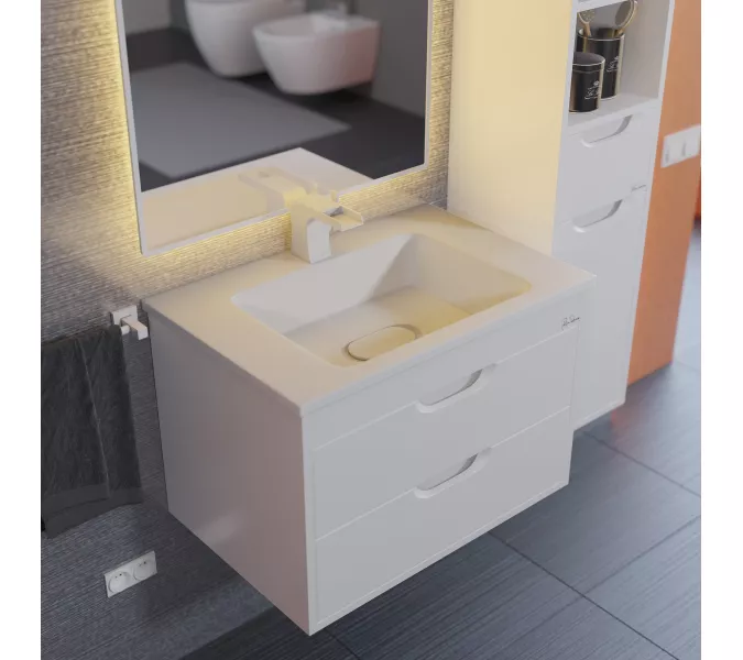 Тумба подвесная Uperwood Modul  белая матовая, Выбрать цвет: Белый матовый, Выбрать размер: 65