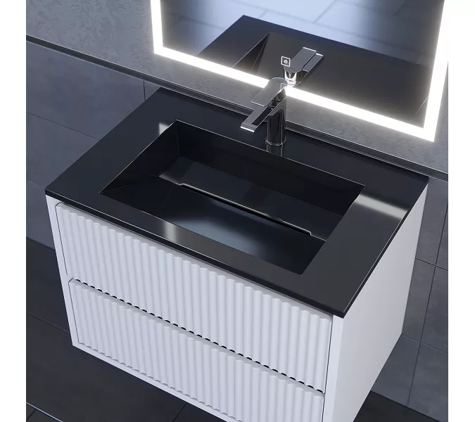 Раковина полувстраиваемая Uperwood Next Premium  черный глянец, Выбрать цвет: Черный, Выбрать размер: 70, изображение 3