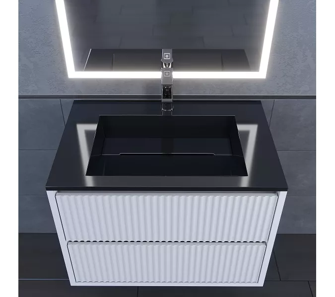 Раковина полувстраиваемая Uperwood Next Premium  черный глянец, Выбрать цвет: Черный, Выбрать размер: 70, изображение 4