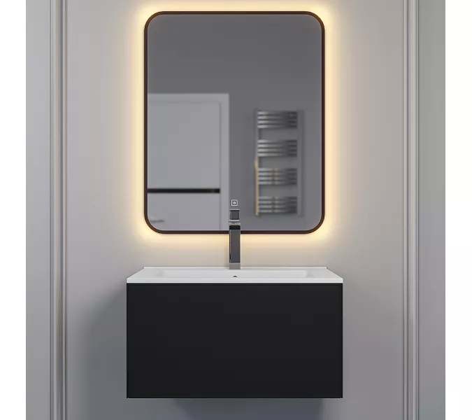 Тумба подвесная  Uperwood Parma Premium, черная, Выбрать цвет: Черный матовый, Выбрать размер: 65, изображение 4