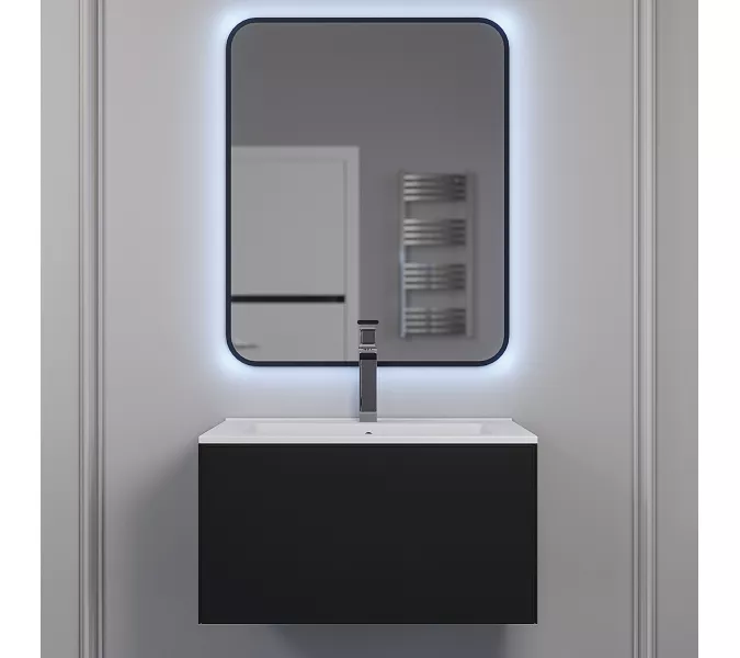 Тумба подвесная  Uperwood Parma Premium, черная, Выбрать цвет: Черный матовый, Выбрать размер: 65, изображение 5