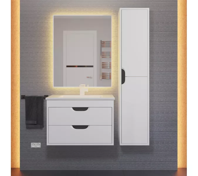 Тумба  подвесная Uperwood Modul  белая/графит, Выбрать цвет: Белый/графит, Выбрать размер: 65, изображение 6