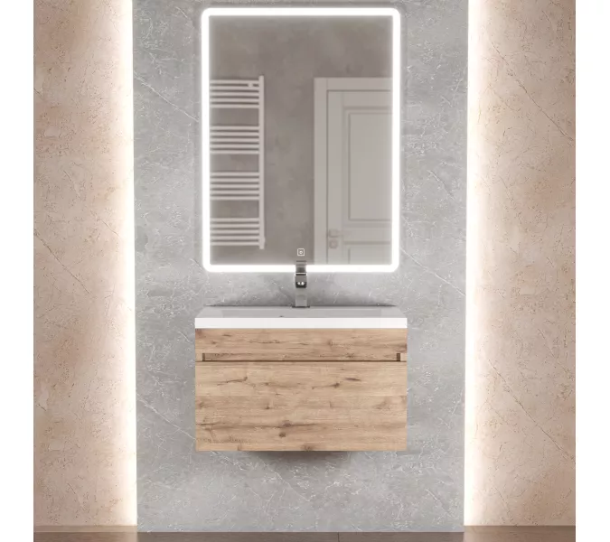 Тумба подвесная Uperwood Eva  Крафт Табачный, выдвижной ящик, Выбрать цвет: Крафт Табачный, Выбрать размер: 60, изображение 5