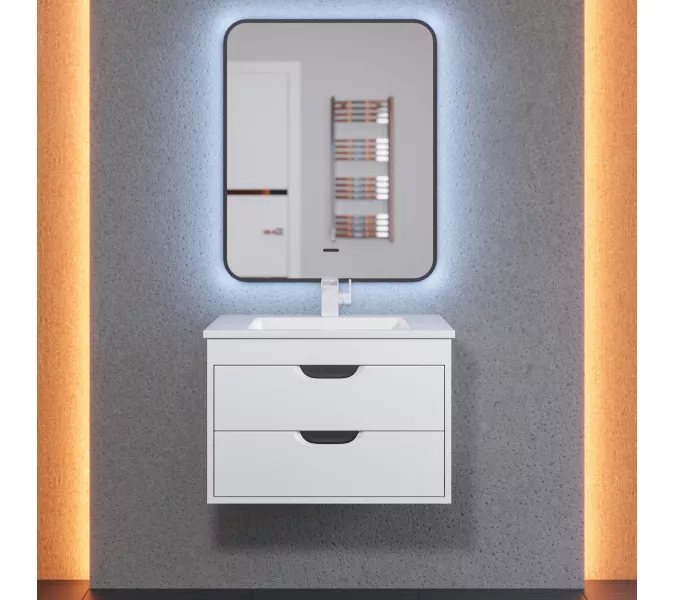 Тумба  подвесная Uperwood Modul  белая/графит, Выбрать цвет: Белый/графит, Выбрать размер: 65, изображение 9