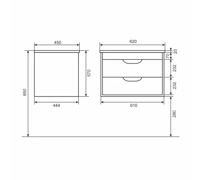 Тумба  подвесная Uperwood Modul  белая/графит, Выбрать цвет: Белый/графит, Выбрать размер: 65, изображение 16