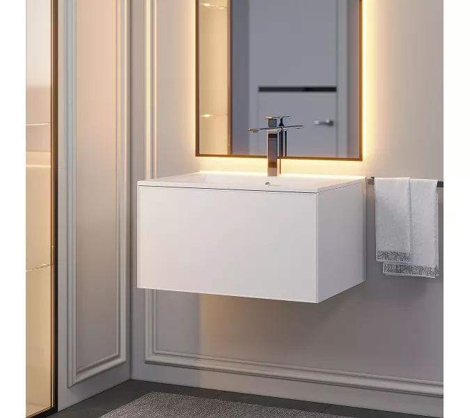 Тумба подвесная Uperwood Parma Premium, белая, Выбрать цвет: Белый матовый, Выбрать размер: 65