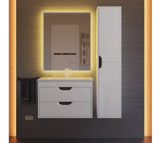 Тумба  подвесная Uperwood Modul  белая/графит, Выбрать цвет: Белый/графит, Выбрать размер: 65, изображение 7