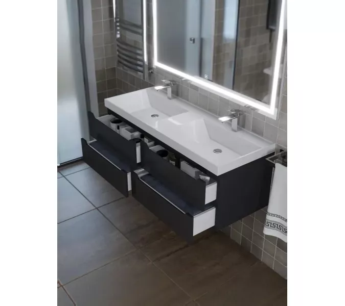 Раковина для ванной Uperwood Classic 120х45х14 см, двойная, белая глянцевая, изображение 6