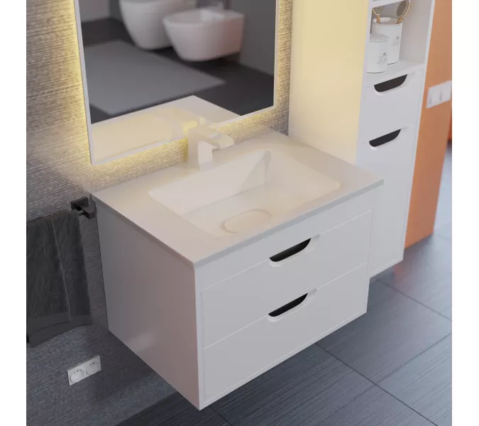 Тумба  подвесная Uperwood Modul  белая/графит, Выбрать цвет: Белый/графит, Выбрать размер: 65