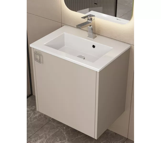 Тумба подвесная  Uperwood Aurora 50 см, бежевый матовый, Выбрать цвет: Бежевый матовый, изображение 3