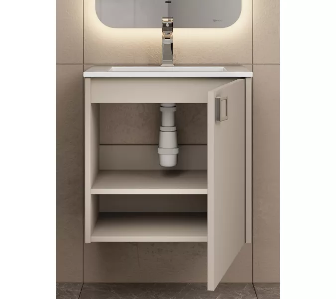 Тумба подвесная  Uperwood Aurora 50 см, бежевый матовый, Выбрать цвет: Бежевый матовый, изображение 5