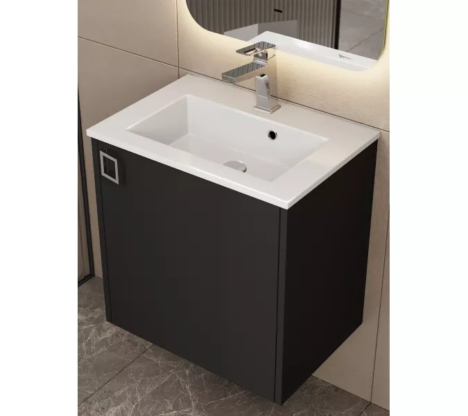 Тумба подвесная Uperwood Aurora 50 см, черный матовый, Выбрать цвет: Черный матовый, изображение 3