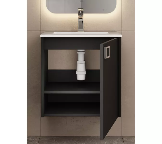 Тумба подвесная Uperwood Aurora 50 см, черный матовый, Выбрать цвет: Черный матовый, изображение 5