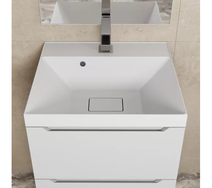 Раковина для ванной Uperwood Classic New, белая глянцевая, с накладкой для слива, Выбрать цвет: Белый, Выбрать размер: 50, изображение 3