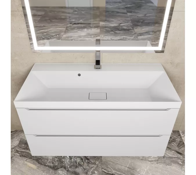 Раковина для ванной Uperwood Classic New, белая глянцевая, с накладкой для слива, Выбрать цвет: Белый, Выбрать размер: 100, изображение 3