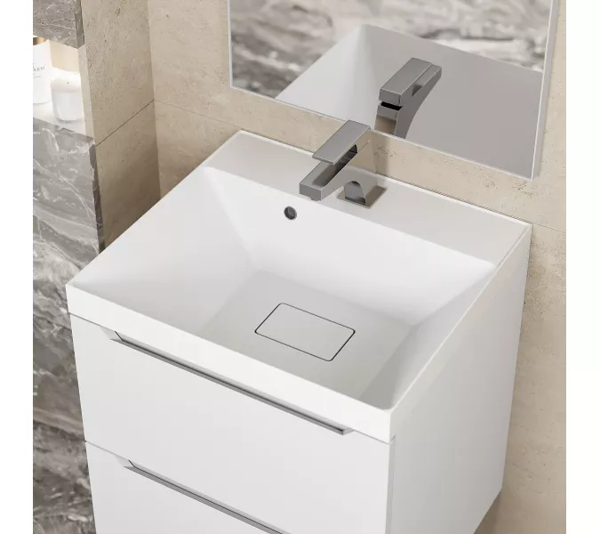 Раковина для ванной Uperwood Classic New, белая глянцевая, с накладкой для слива, Выбрать цвет: Белый, Выбрать размер: 50, изображение 4