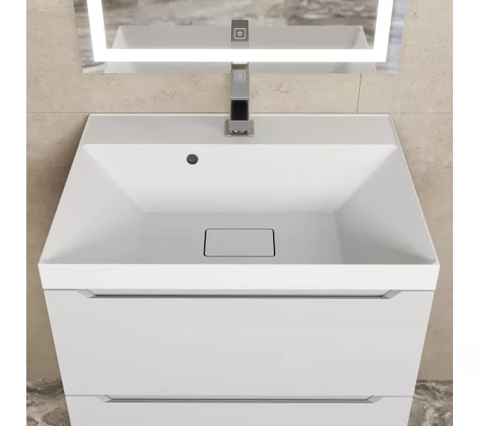 Раковина для ванной Uperwood Classic New, белая глянцевая, с накладкой для слива, Выбрать цвет: Белый, Выбрать размер: 60, изображение 3