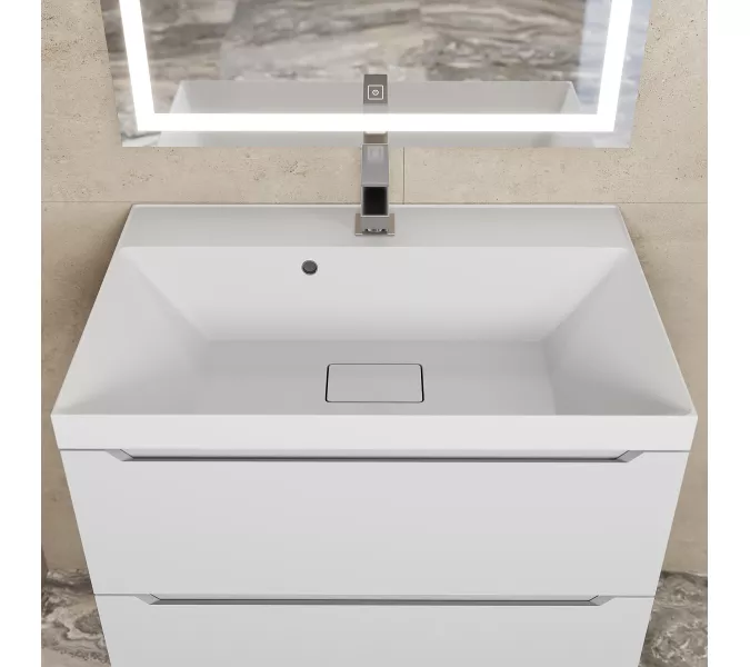 Раковина для ванной Uperwood Classic New, белая глянцевая, с накладкой для слива, Выбрать цвет: Белый, Выбрать размер: 70, изображение 3