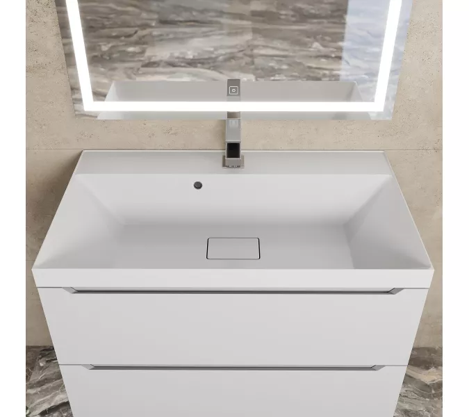 Раковина для ванной Uperwood Classic New, белая глянцевая, с накладкой для слива, Выбрать цвет: Белый, Выбрать размер: 80, изображение 3