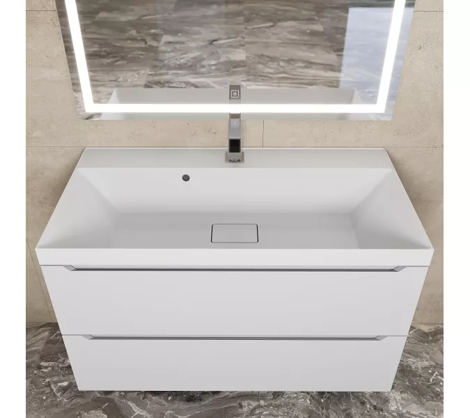 Раковина для ванной Uperwood Classic New, белая глянцевая, с накладкой для слива, Выбрать цвет: Белый, Выбрать размер: 90, изображение 3