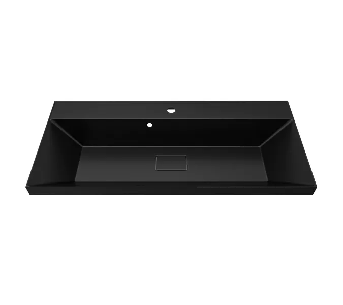 Раковина для ванной  Uperwood Classic New, черная глянцевая, с накладкой для слива, Выбрать цвет: Черный, Выбрать размер: 100, изображение 2