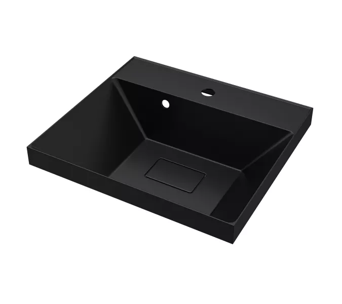 Раковина для ванной  Uperwood Classic New, черная глянцевая, с накладкой для слива, Выбрать цвет: Черный, Выбрать размер: 50