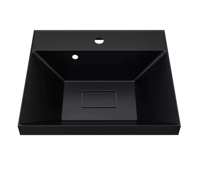 Раковина для ванной  Uperwood Classic New, черная глянцевая, с накладкой для слива, Выбрать цвет: Черный, Выбрать размер: 50, изображение 2