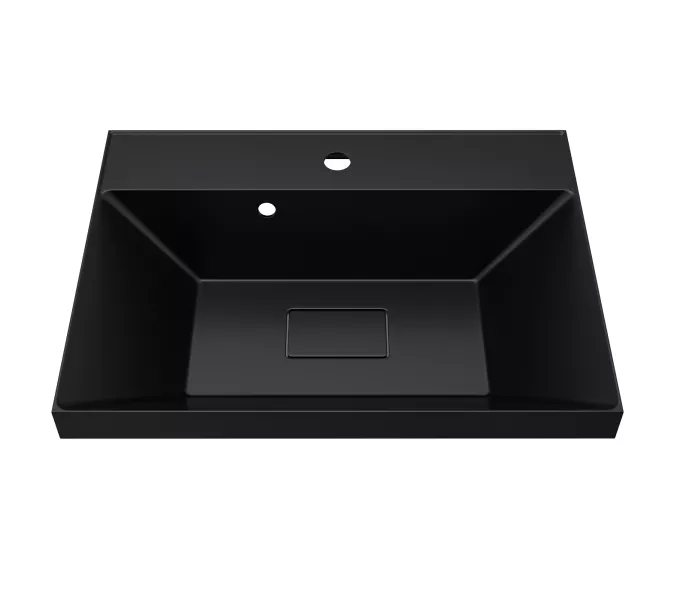 Раковина для ванной  Uperwood Classic New, черная глянцевая, с накладкой для слива, Выбрать цвет: Черный, Выбрать размер: 60, изображение 2