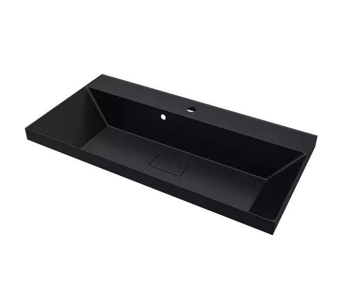 Раковина для ванной  Uperwood Classic New, черная глянцевая, с накладкой для слива, Выбрать цвет: Черный, Выбрать размер: 90