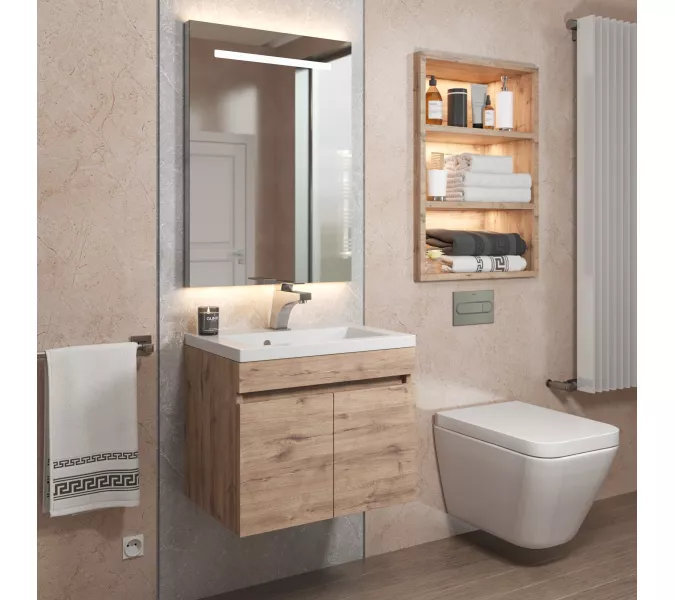 Тумба подвесная Uperwood Eva, 50 см,  Крафт Табачный, с дверцами, Выбрать цвет: Крафт Табачный, Выбрать размер: 50, изображение 7