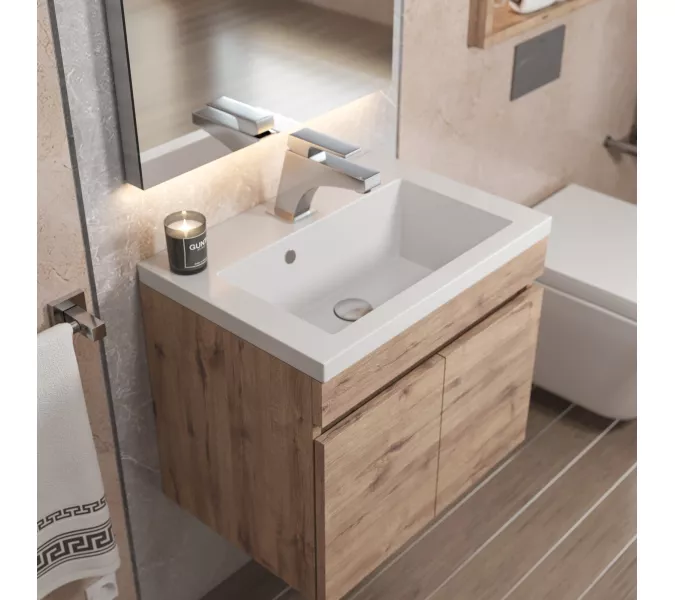 Тумба подвесная Uperwood Eva, 50 см,  Крафт Табачный, с дверцами, Выбрать цвет: Крафт Табачный, Выбрать размер: 50, изображение 4