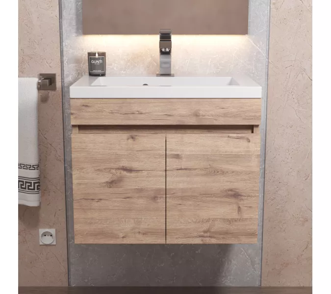 Тумба подвесная Uperwood Eva, 50 см,  Крафт Табачный, с дверцами, Выбрать цвет: Крафт Табачный, Выбрать размер: 50, изображение 5