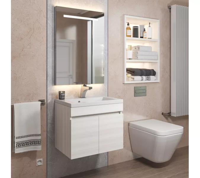 Тумба подвесная Uperwood Eva, 50 см,  Дуб Харбор Белый, с дверцами, Выбрать цвет: Дуб Харбор Белый, Выбрать размер: 50, изображение 8