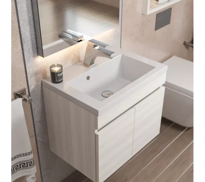 Тумба подвесная Uperwood Eva, 50 см,  Дуб Харбор Белый, с дверцами, Выбрать цвет: Дуб Харбор Белый, Выбрать размер: 50, изображение 4