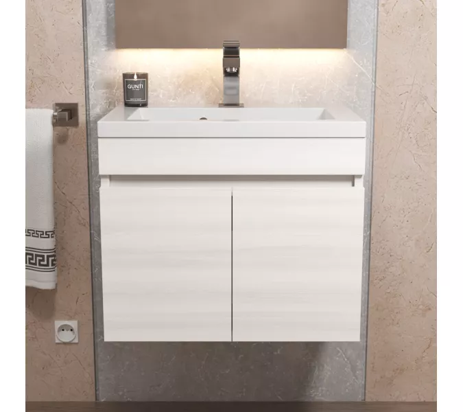 Тумба подвесная Uperwood Eva, 50 см,  Дуб Харбор Белый, с дверцами, Выбрать цвет: Дуб Харбор Белый, Выбрать размер: 50, изображение 5