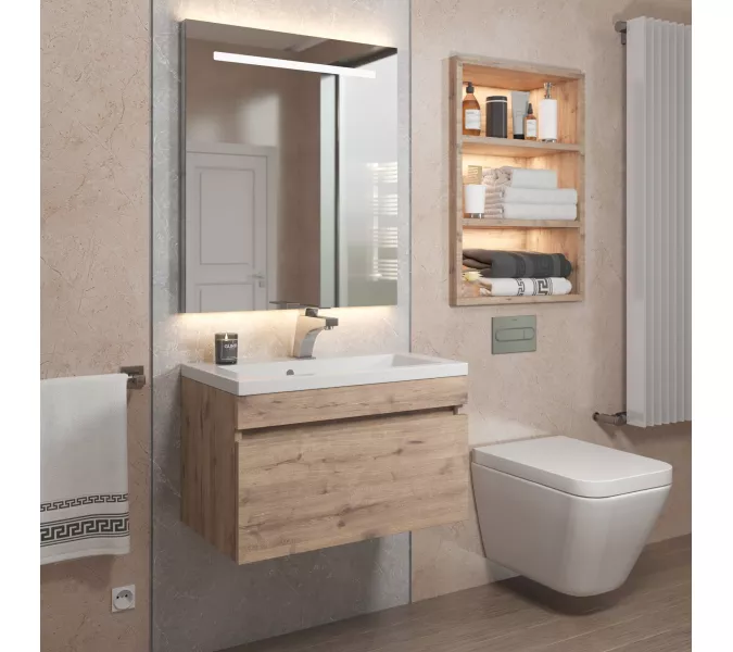 Тумба подвесная Uperwood Eva  Крафт Табачный, выдвижной ящик, Выбрать цвет: Крафт Табачный, Выбрать размер: 60, изображение 2