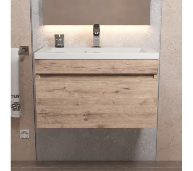 Тумба подвесная Uperwood Eva  Крафт Табачный, выдвижной ящик, Выбрать цвет: Крафт Табачный, Выбрать размер: 60, изображение 4