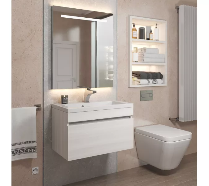 Тумба подвесная  Uperwood Eva  Дуб Харбор Белый, выдвижной ящик, Выбрать цвет: Дуб Харбор Белый, Выбрать размер: 60, изображение 2