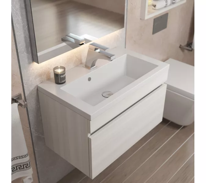 Тумба подвесная  Uperwood Eva  Дуб Харбор Белый, выдвижной ящик, Выбрать цвет: Дуб Харбор Белый, Выбрать размер: 60