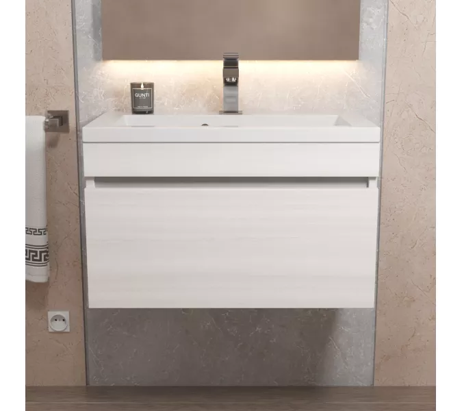 Тумба подвесная  Uperwood Eva  Дуб Харбор Белый, выдвижной ящик, Выбрать цвет: Дуб Харбор Белый, Выбрать размер: 60, изображение 4