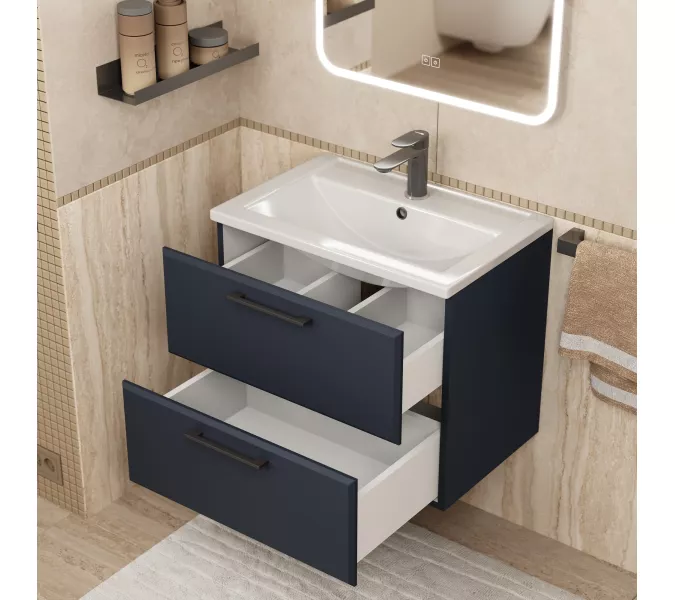 Тумба подвесная  Uperwood Foster New черная, Выбрать цвет: Черный матовый, Выбрать размер: 60, изображение 6