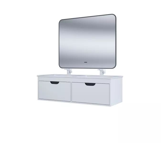 Тумба под двойную раковину Uperwood Modul 120 см, подвесная, матовая, белая/графит, Выбрать цвет: Белый/графит, изображение 5