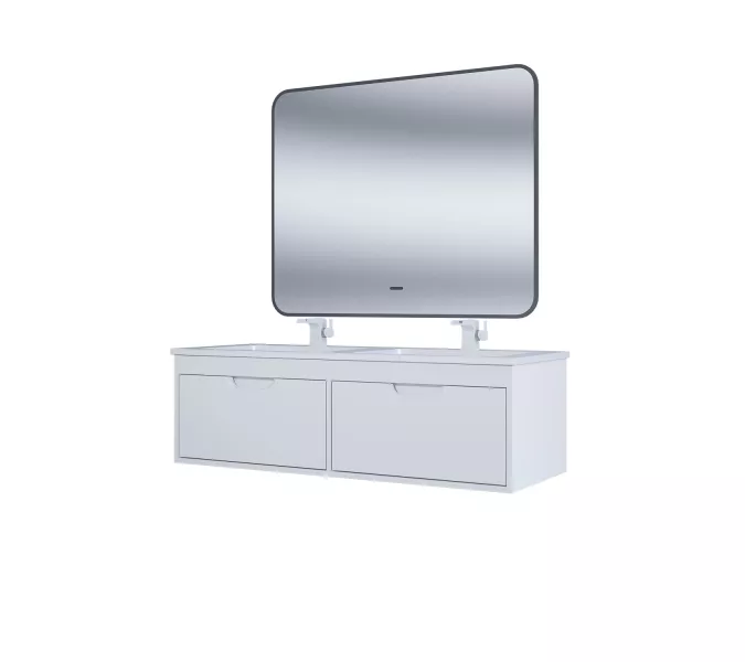 Тумба под двойную раковину Uperwood Modul 120 см, подвесная, матовая, белая, Выбрать цвет: Белый матовый, изображение 5