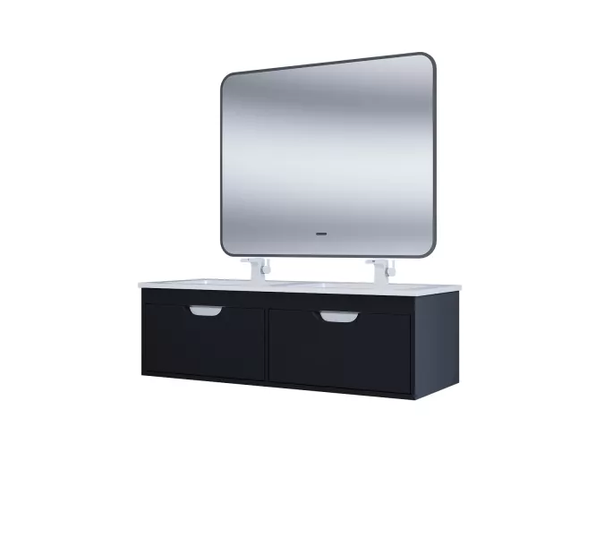 Тумба под двойную раковину Uperwood Modul 120 см, подвесная, матовая, черная, Выбрать цвет: Черный матовый, изображение 5