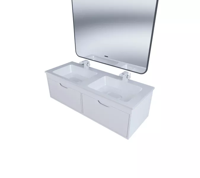 Тумба под двойную раковину Uperwood Modul 120 см, подвесная, матовая, белая, Выбрать цвет: Белый матовый, изображение 7